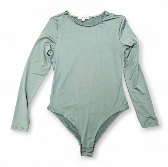 And Now This Sage Green  Crewneck Bodysuit Long Sleeves, Size M - Picture 2 of 4